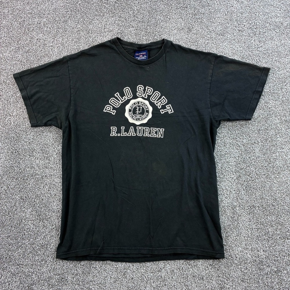 Vintage Polo Sport Ralph‎ Lauren Shirt Mens Small Black Cotton Crest Logo USA